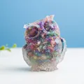 Uil beeldje van heldere hars met kleurrijke kristalstenen voor kantoor decoratie - Abalone Schelp