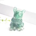 Statuetta bulldog in cristallo verde con scaglie d'oro per decorazione scrivania - Stile Giada Avventurina (Con Foglia d'Oro)