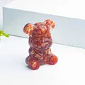 Creative resin bear figurine with orange natural crystal stone chips for office decor - Red Agate
