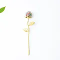 Handmade rose decoration with colorful natural crystal stones and golden metal stem - Colorful Cat Eye