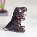 Handcrafted dark red crystal resin dinosaur sculpture with sparkling inclusions - Garnet
