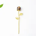 Golden rose ornament with tiger eye resin petals and elegant metallic gold stem - Tiger's Eye