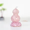 Decorazione a forma di zucca in resina rosa traslucida e pietre di quarzo rosa - Stile Rotante / Quarzo Rosa Rotante