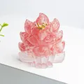 Figurine de renard à neuf queues en cristal rose avec couronne dorée pour bureau - Quartz Pastèque