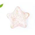 Bandeja de joyería con forma de estrella rosa con pan de oro y piedras de cristal - Cuarzo rosa
