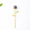 Artisan resin rose flower decor with natural crystal stones and golden stem detail - Dragon Blood Stone