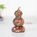 Handmade resin gourd ornament filled with mixed red and yellow natural crystal stones - Rotating Style / Revolving Red Agate