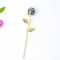 Creative crystal resin rose with golden metallic stem and colorful stone flower head - Ocean Jasper