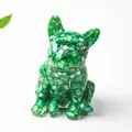 Statuetta bulldog in resina con pietre di malachite verde e foglia d'oro - Stile Conchiglia Verde (Con Foglia d'Oro)