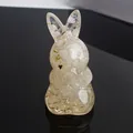 Handmade rabbit figurine with white crystal gravel and gold foil in clear resin - Clear Quartz with Gold Foil