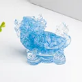 Sky blue resin dragon turtle statue on coins for home decor and longevity gift - Aquamarine