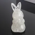 Cute bunny resin figurine with white crystal gravel and gold foil interior - Clear Quartz and Sequins