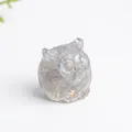 Figura de búho de cristal violeta translúcido con acabado de resina mate decorativa - Labradorita