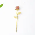 Handmade resin rose with natural red-brown crystal stones and golden metal stem - Red Agate