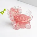 Pink crystal resin dragon turtle figurine on gold coins for feng shui decor - Watermelon Quartz