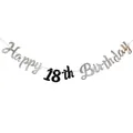 Ασημί και μαύρο πανό Happy 18th Birthday για μοντέρνα διακόσμηση πάρτι γενεθλίων - 18α γενέθλια / Ασημί