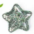 Bandeja de resina en forma de estrella con piedras verdes naturales para joyas - Rubí Zoisita
