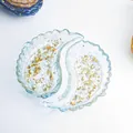 Yin Yang resin storage trays with gold foil and blue crystal stones, decorative set - Aquamarine