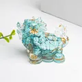 Blue crystal dragon turtle figurine with gold flakes and turquoise stone texture - Turquoise