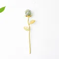 Elegant gold-plated rose brooch with green natural crystal crushed stone floral head - Green Aventurine