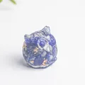 Figura de búho artesanal hecha de piedra de cristal azul y resina con pan de oro - Lapislázuli
