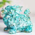 Detail of turquoise crystal resin dragon turtle statue with gold leaf flakes accents - Turquoise Style