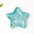Bandeja de resina en forma de estrella con piedras azules y pan de oro - Turquesa