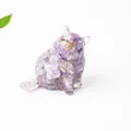 Statuina a forma di gatto in resina con cristalli viola e pietre minerali naturali - Ametista