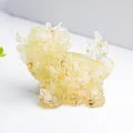 Dragon turtle statue crafted from clear resin with gold leaf flakes and crystal stones - Lemon Yellow