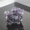 Close-up of purple crystal dragon turtle statue with glitter details and reflection - Amethyst with Sequins Style