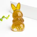 Amber crystal rabbit figurine with gold leaf fragments for home desk decor - Citrine and Gold Foil