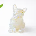 Statua bulldog francese in resina con foglia d'oro e cristalli per scrivania - Stile Opale (Con Foglia d'Oro)