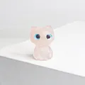 Pink translucent resin cat figurine with blue eyes, handcrafted crystal style desk ornament - Rose Quartz