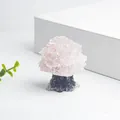 Arbre de cristal de quartz rose avec base de tronc pour déco de bureau - Quartz rose
