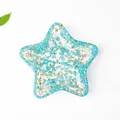 Bandeja de resina en forma de estrella con piedras azul claro y pan de oro - Aguamarina