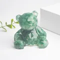 Statue d'ours géométrique en résine avec pierres de cristal vert et feuilles d'or - Jade aventurine