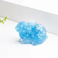 Blue translucent rabbit figurine in crystal resin with detailed fur texture for home decor - Aquamarine (Blue)