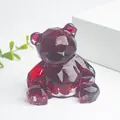 Figurine d'ours en cristal rouge rubis géométrique pour intérieur de voiture et maison - Verre Rouge