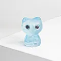 Niedliche hellblaue durchsichtige Katzenfigur aus Harz mit Kristallsteinstruktur und Augen - Aquamarin