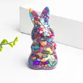 Handcrafted resin rabbit figurine filled with colorful natural crystal stones for decor - Colorful Shell and Gold Foil