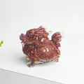Crystal resin dragon turtle statue with reddish stones and gold leaf for home decor - Red Jasper Style