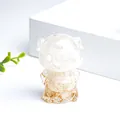 Figurine cochon porte-bonheur avec pierres de cristal et feuilles d'or pour bureau - Cristal blanc