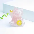 Statua gatto della fortuna in resina quarzo rosa per decorazione da scrivania - Quarzo rosa