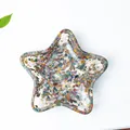 Bandeja de resina en forma de estrella con piedras naturales y lámina de oro deco - Jaspe Oceánico