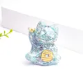Statua del gatto Maneki Neko con pietre di cristallo naturale azzurro e oro - Amazzonite