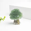 Miniature crystal tree ornament with green resin stones and brown bionic rock trunk - Emerald Glaze