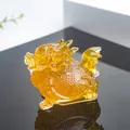 Amber crystal resin dragon turtle ornament with polished finish and elegant reflections - Citrine Style