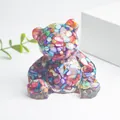 Figurine d'ours en résine de cristal avec éclats de nacre pour voiture et maison - Coquille d'Abalone