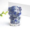 Figurine de cochon en pierre de lapis-lazuli et résine transparente artisanale - Lapis-lazuli