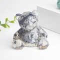 Ours décoratif en résine avec cristaux naturels et éclats de feuilles d'or - Pierre de lune